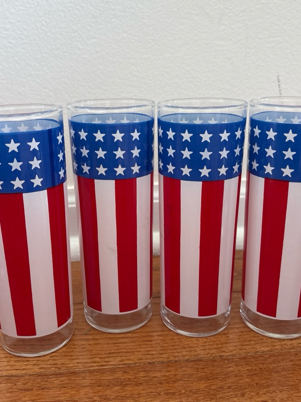 Patriotic Red White and Blue Tall Drinking Glasses - Set of 4